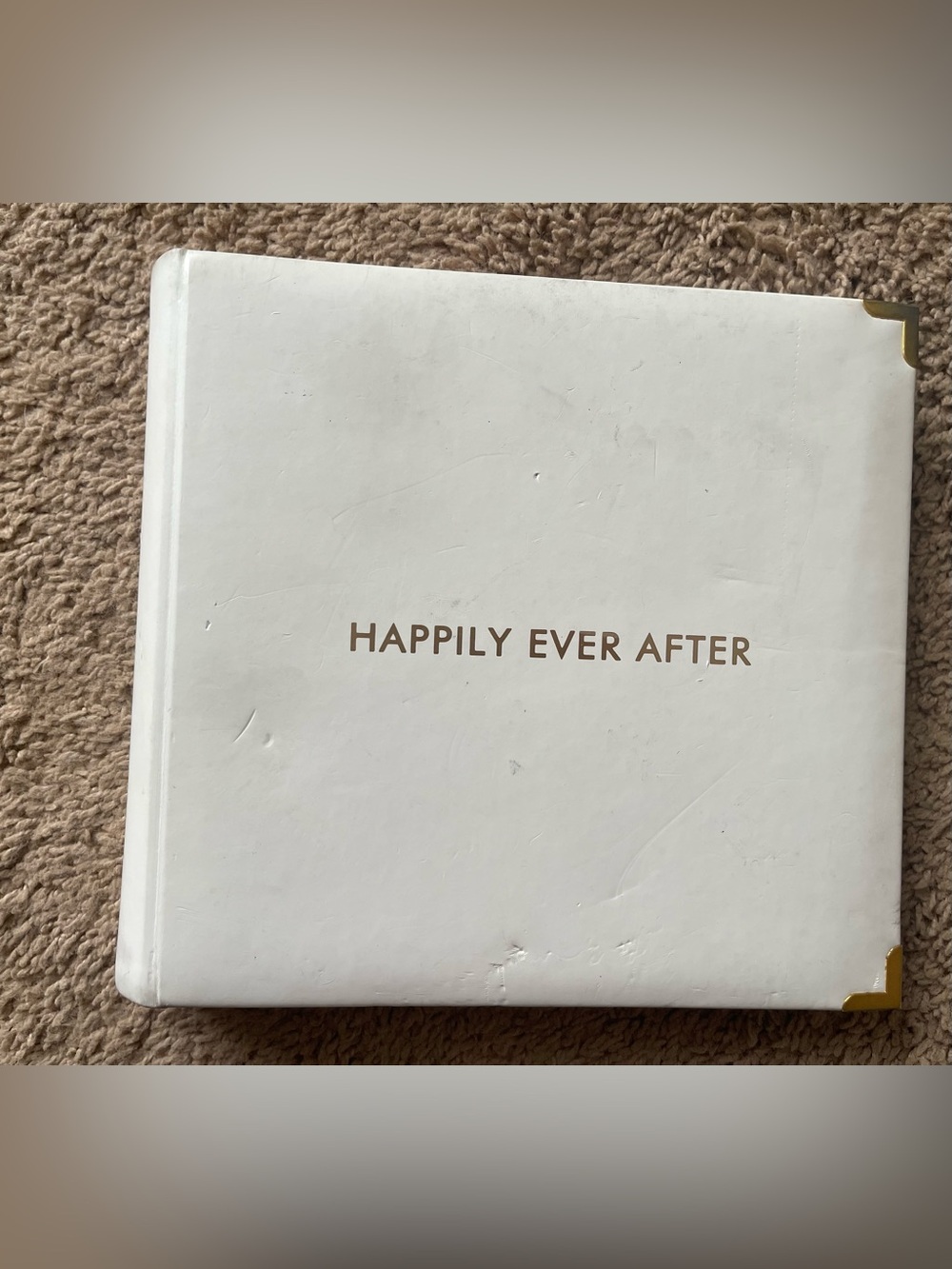 "Happily Ever After" Wedding Photo Album - With Gold Accents